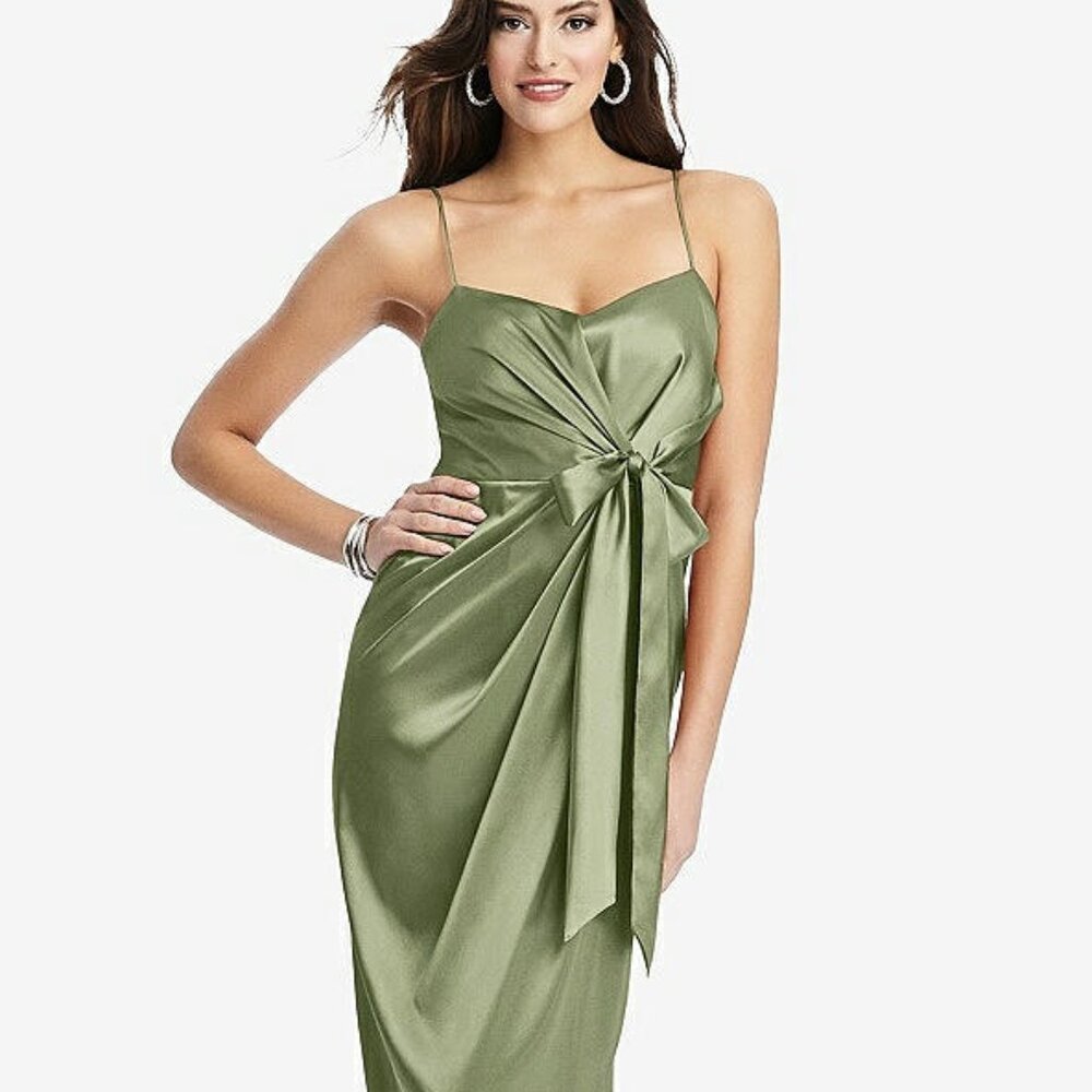 After six 6828...Faux Wrap Midi Dress with Draped Tulip Skirt....Kiwi...Sz 00